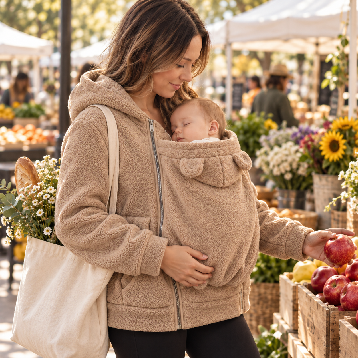 MamaRaya 2-in-1 Sherpa Fleece Babywearing Jacket
