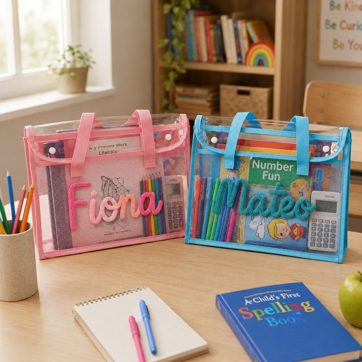 MamaRaya Personalized A4 Clear Handle Folder for Kids
