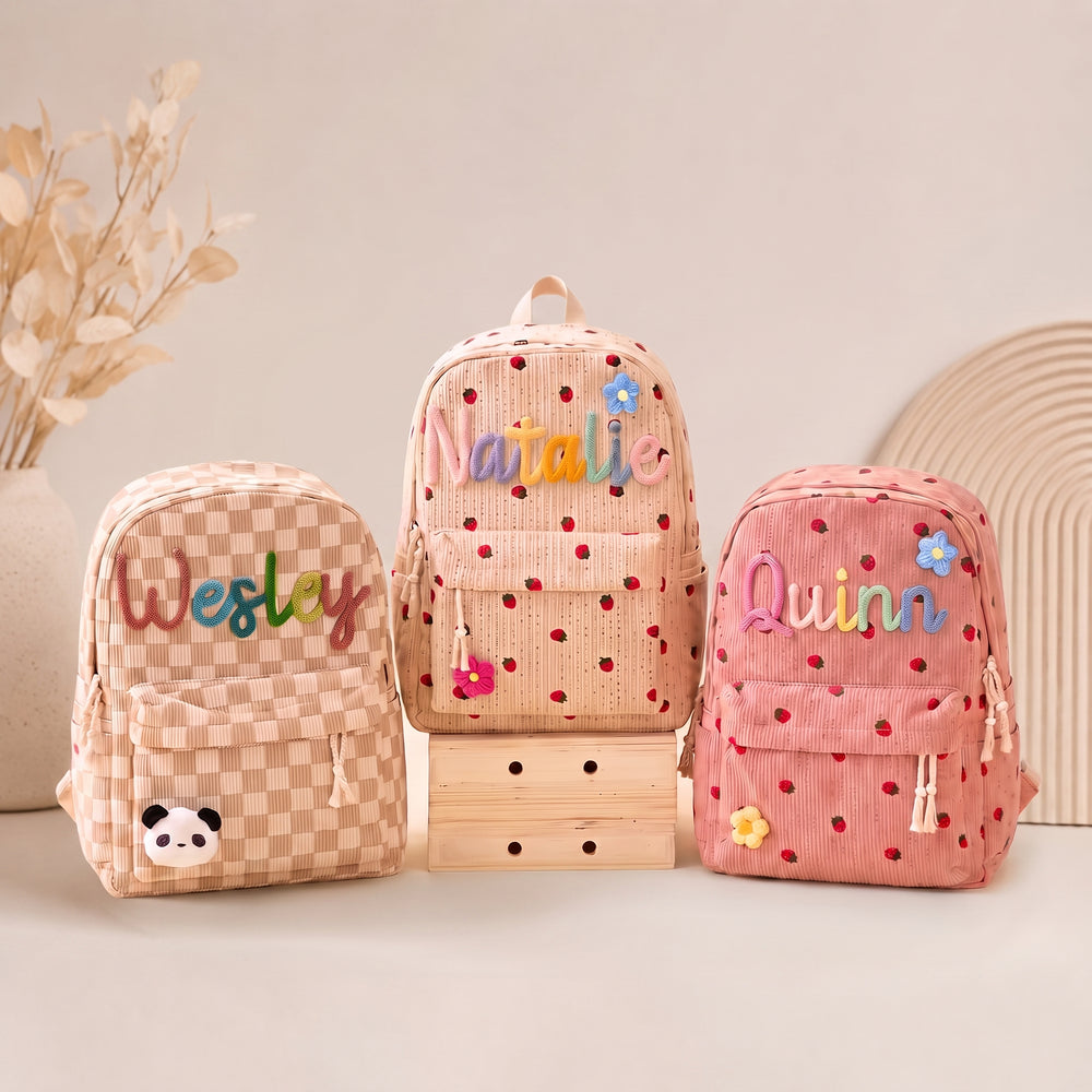 MamaRaya Personalized Patterned Corduroy Backpack
