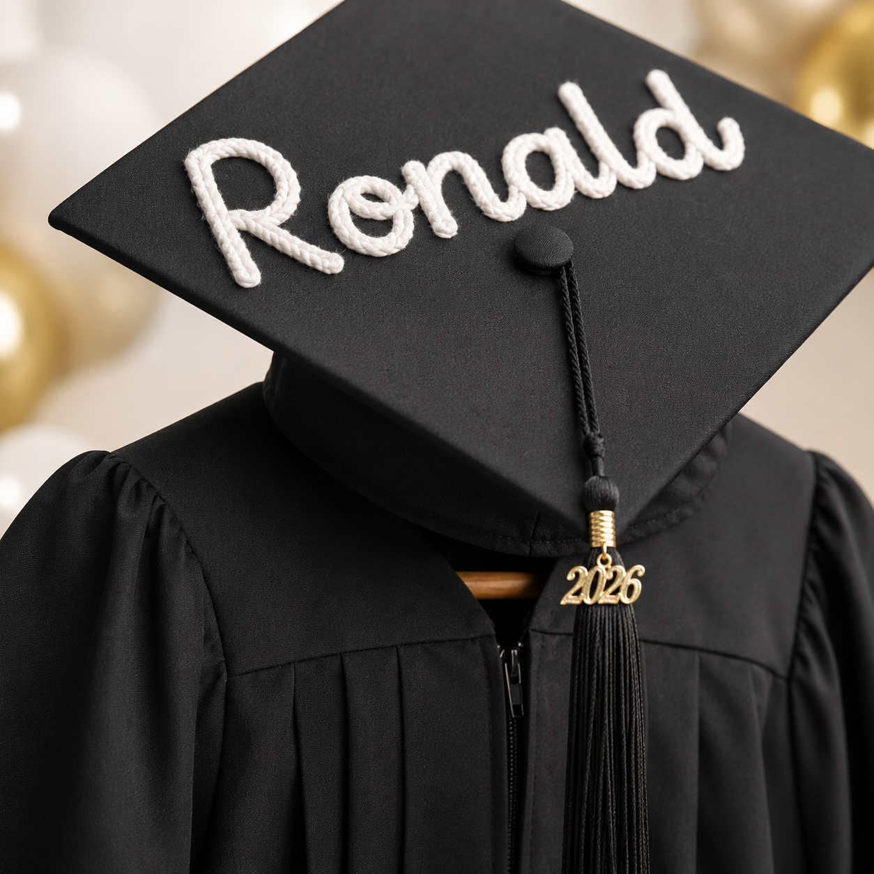 Kindergarten graduation gown with tassel and cap details