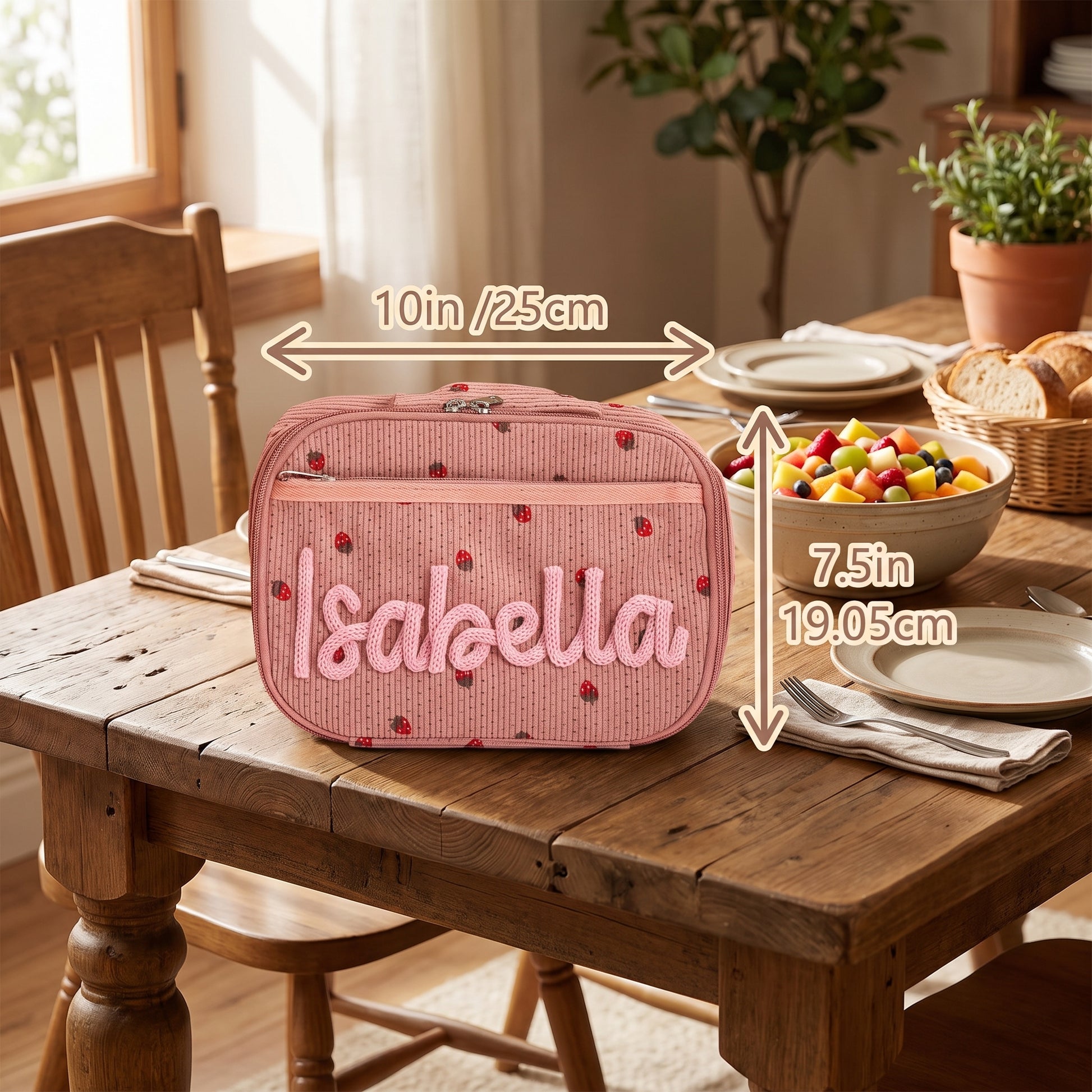 MamaRaya Personalized Checkerboard Strawberry Lunch Bag