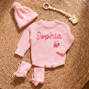 Mamaraya Personalized Knit Baby Beanie Sweater Socks Set