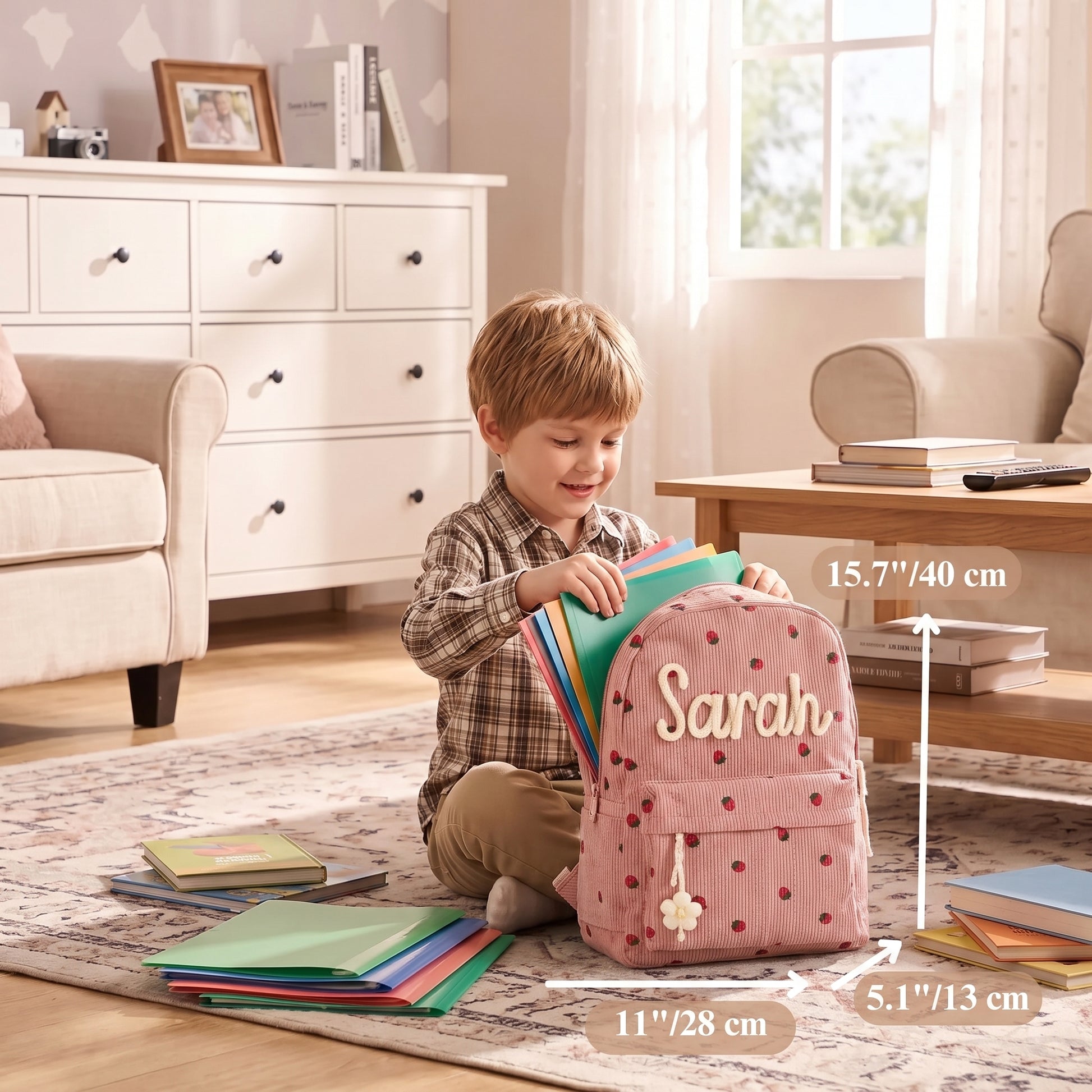 MamaRaya Personalized Patterned Corduroy Backpack