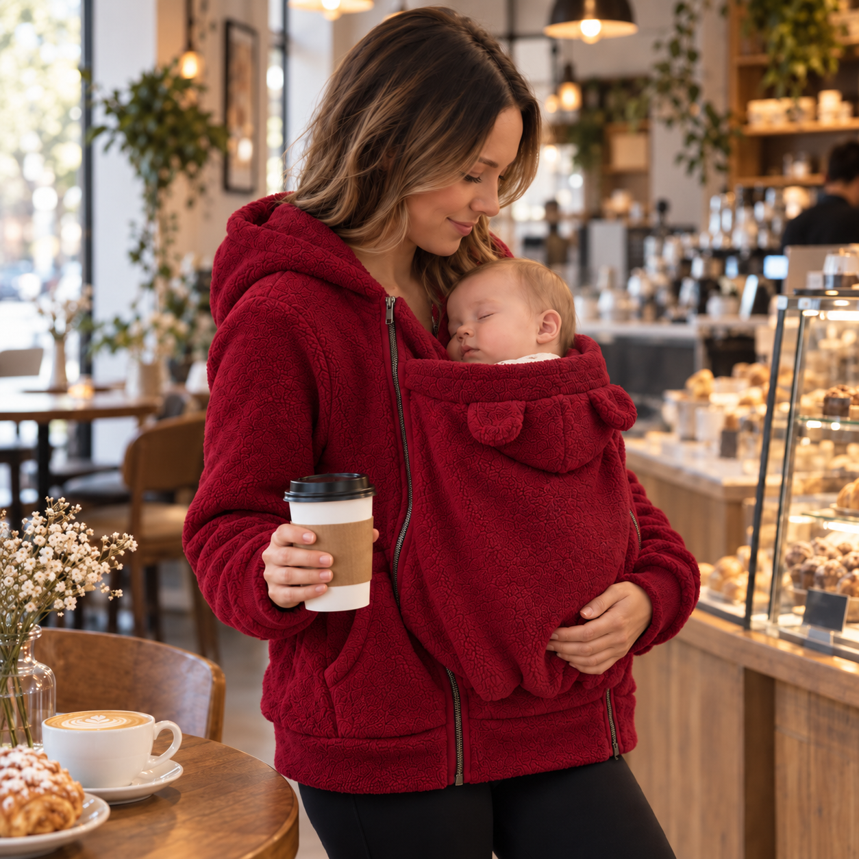 MamaRaya 2-in-1 Sherpa Fleece Babywearing Jacket