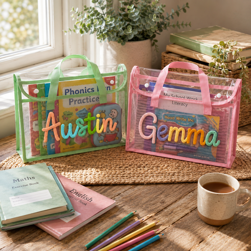 MamaRaya Personalized A4 Clear Handle Folder for Kids