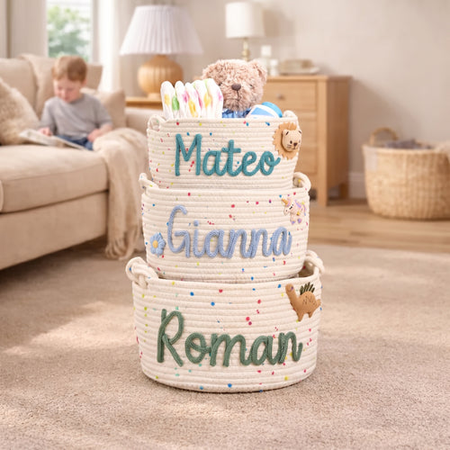 MamaRaya Personalized Nursery Storage Basket Custom Name Gift