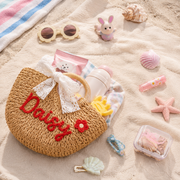 MamaRaya Personalized Kids Straw Beach Bag