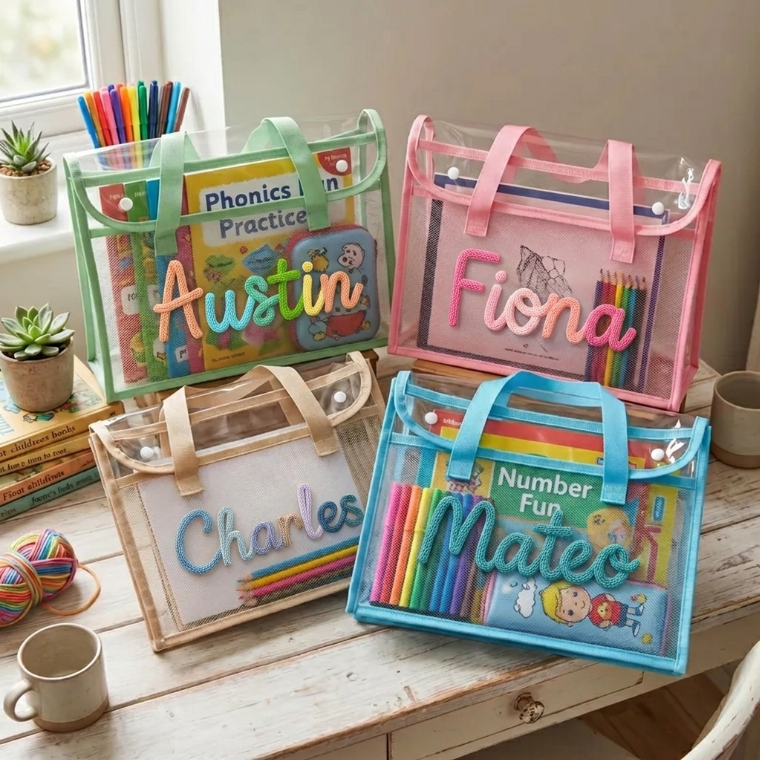 MamaRaya Personalized A4 Clear Handle Folder for Kids
