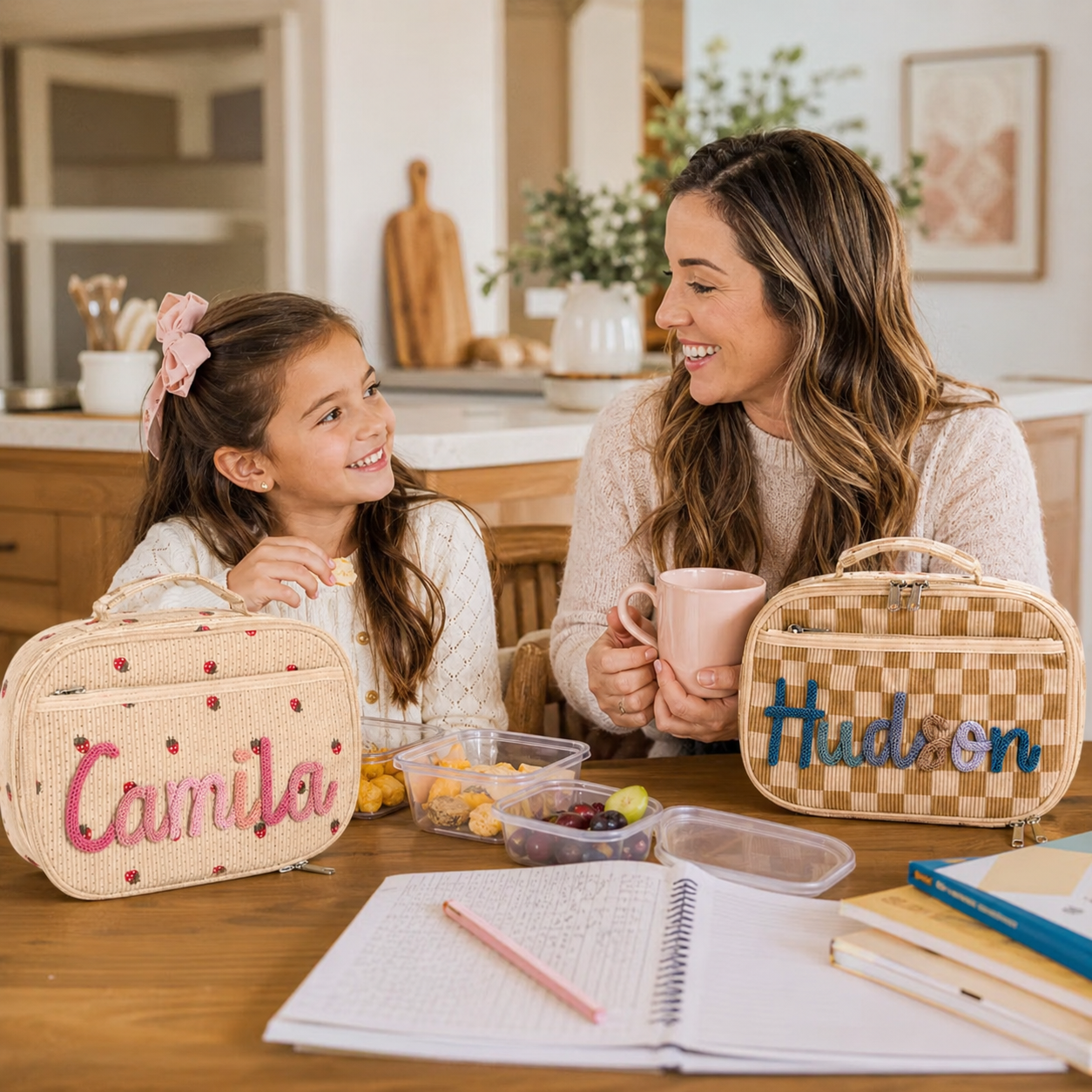 Personalized lunch bag for kids with handmade style name design