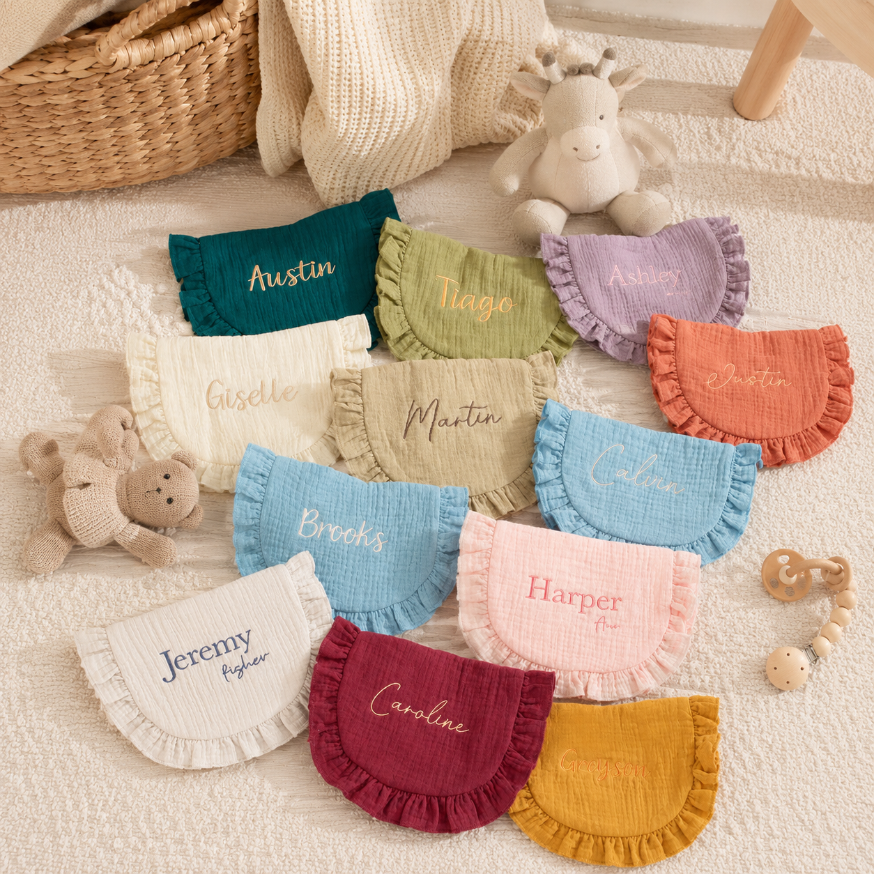 MamaRaya custom muslin baby bib for everyday feeding