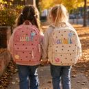 Personalized strawberry corduroy backpack for girls with yarn name letters