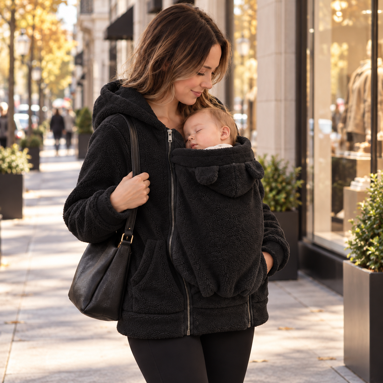 MamaRaya 2-in-1 Sherpa Fleece Babywearing Jacket