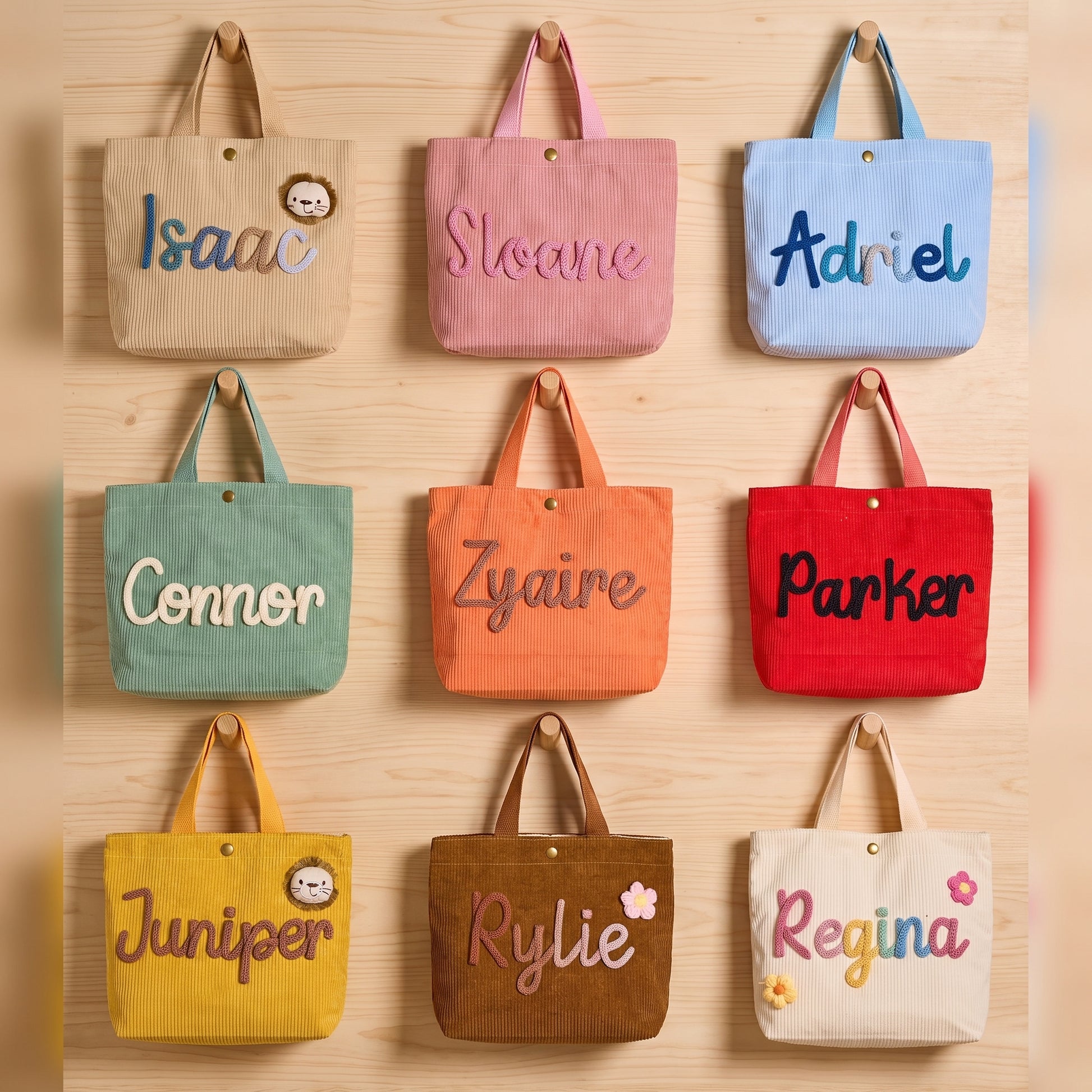 MamaRaya Personalized Kids Corduroy Tote