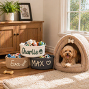 Custom name pet basket handmade for dog toys and home decor