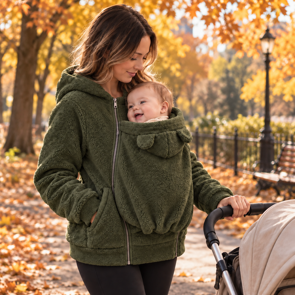MamaRaya 2-in-1 Sherpa Fleece Babywearing Jacket