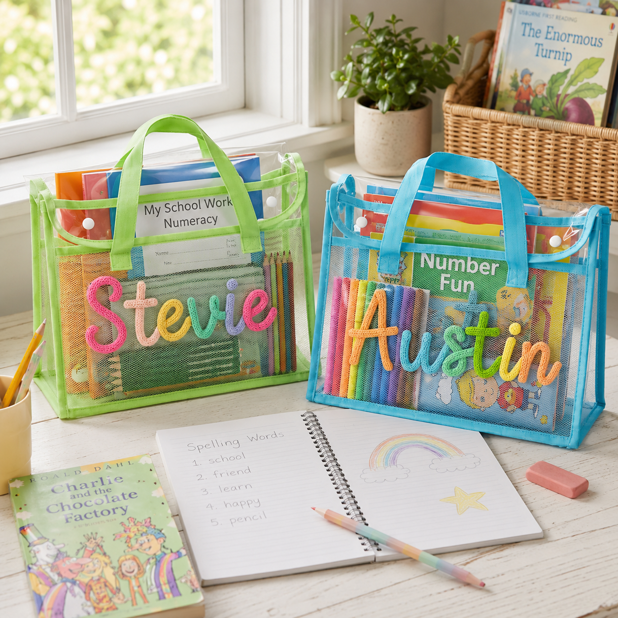 MamaRaya Personalized A4 Clear Handle Folder for Kids