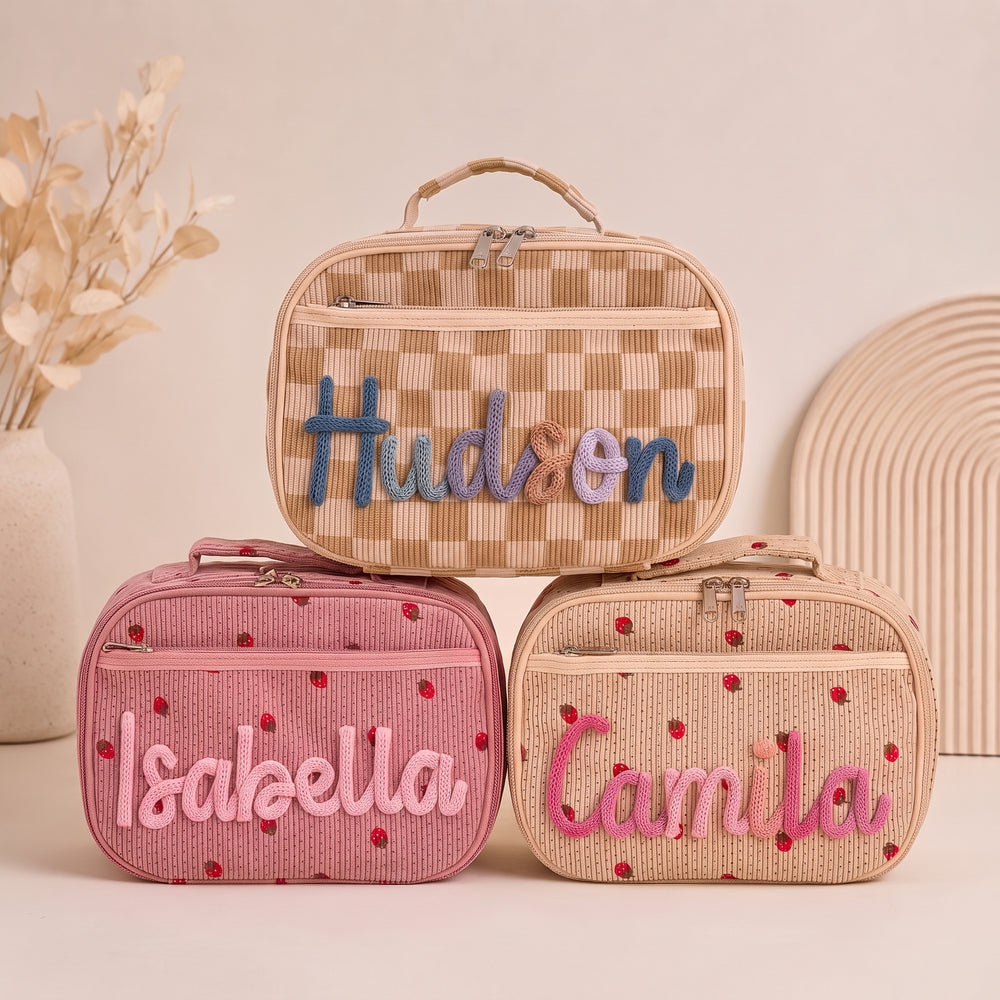 MamaRaya Personalized Checkerboard Strawberry Lunch Bag