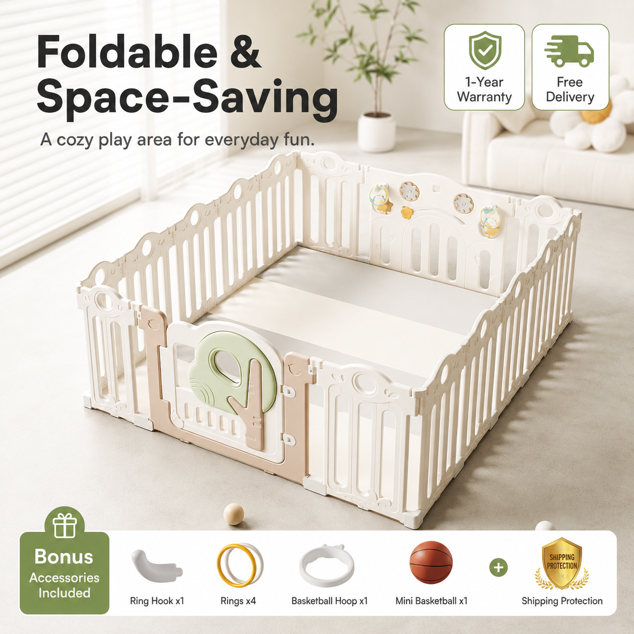Mamaraya Foldable Toddler Playard Activity Center