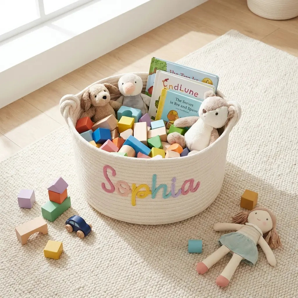 Seasonal personalized baby basket gift idea
