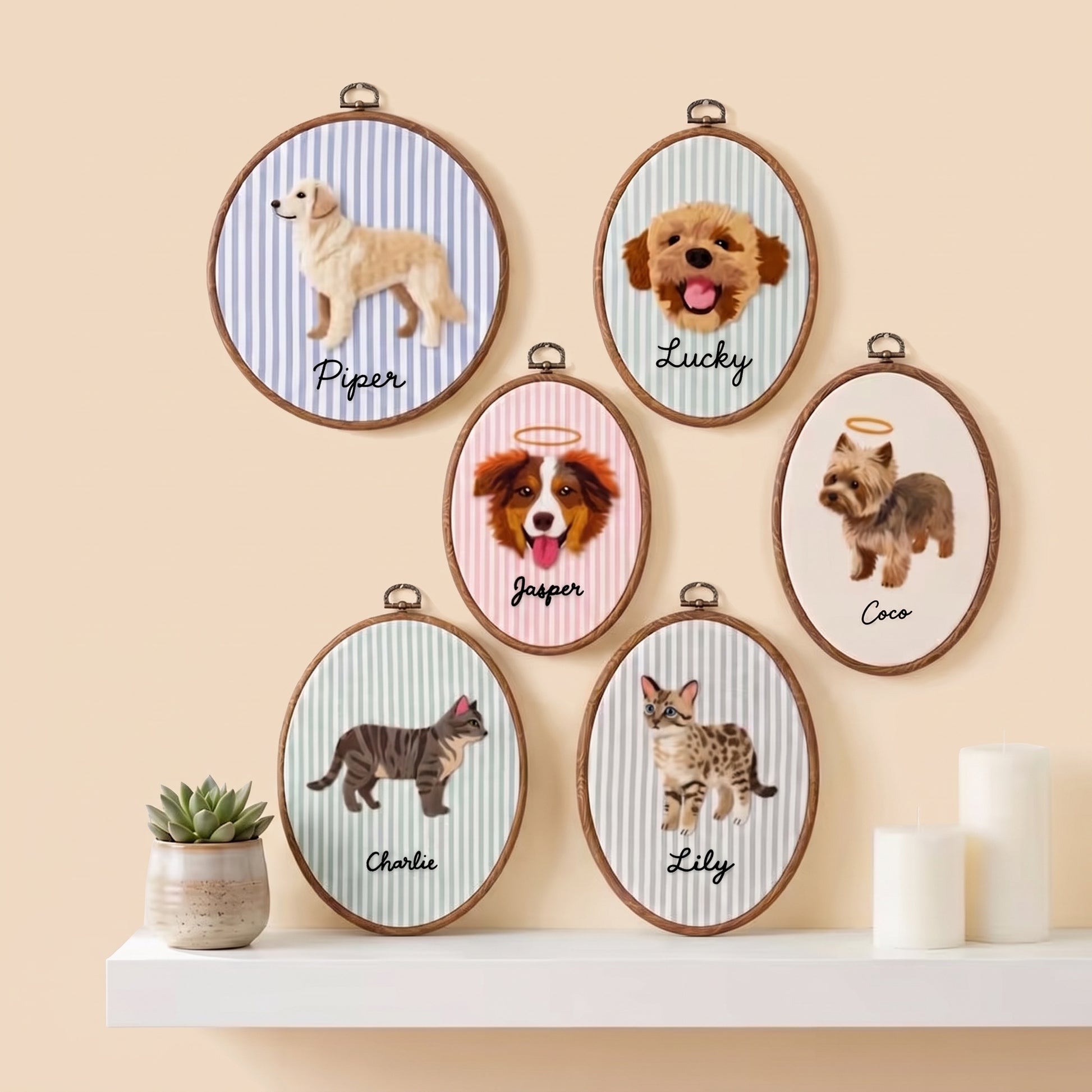 Mamaraya Personalized Felt Pet Portrait Hoop Art