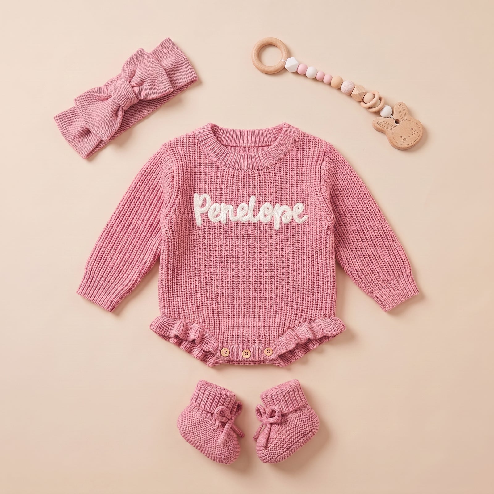 Mamaraya Custom Baby Girl Ruffle Sweater Headband Socks Set