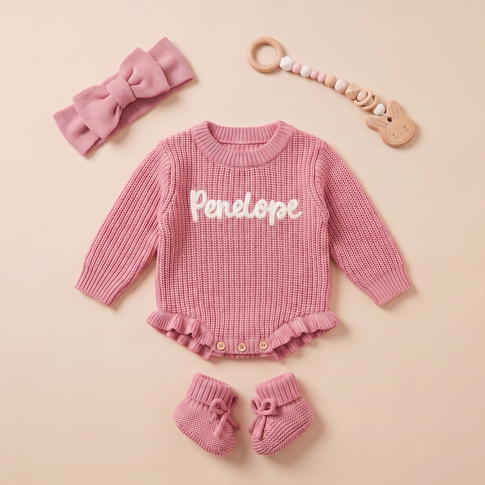Mamaraya Custom Baby Girl Ruffle Sweater Headband Socks Set