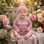 Mamaraya Custom Baby Girl Ruffle Sweater Beanie Socks Set