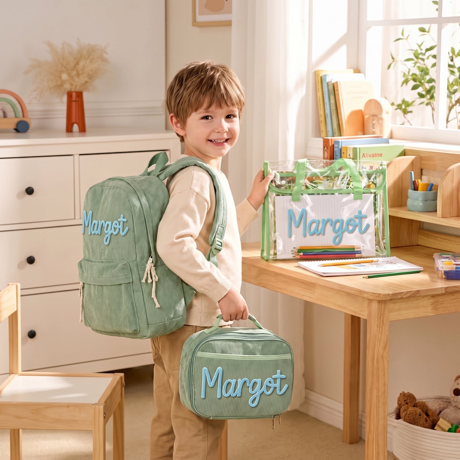 Mamaraya Personalized 3-Piece Backpack Set with A4 Folder