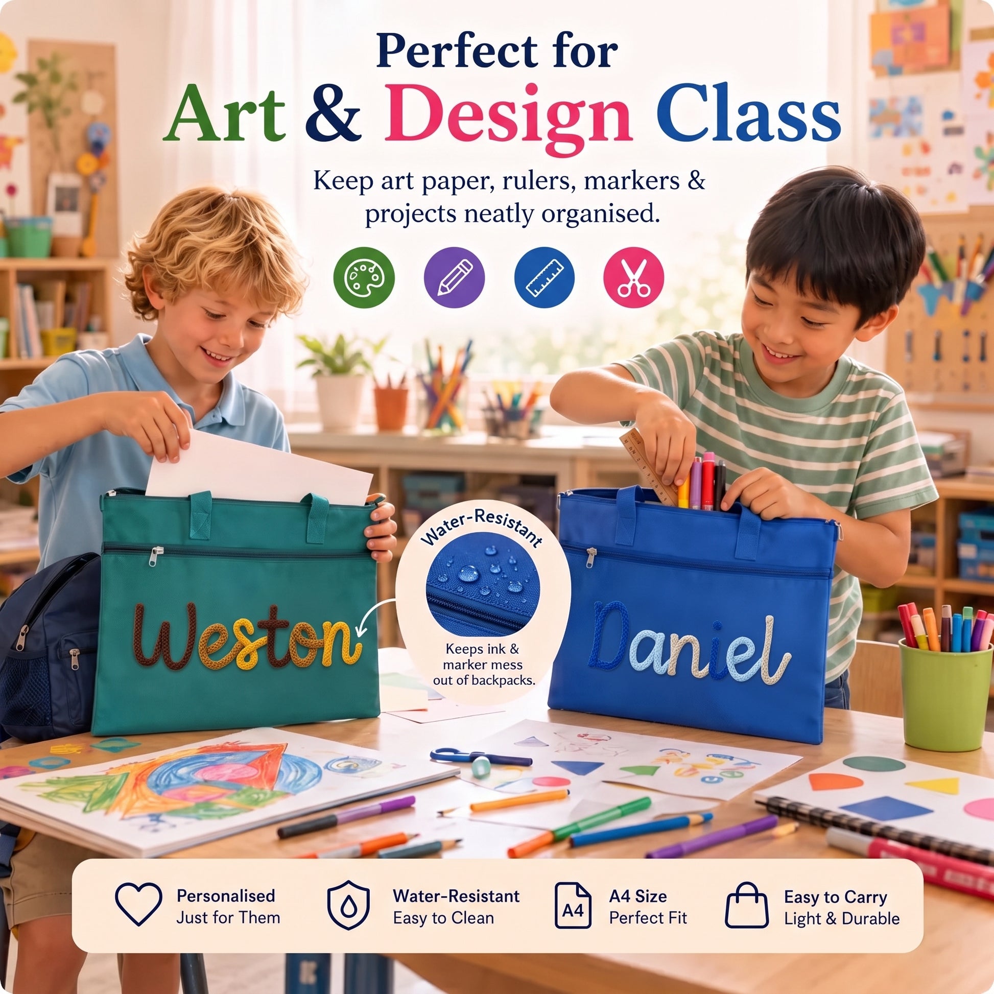 Mamaraya Personalized Kids A4 Homework Folder