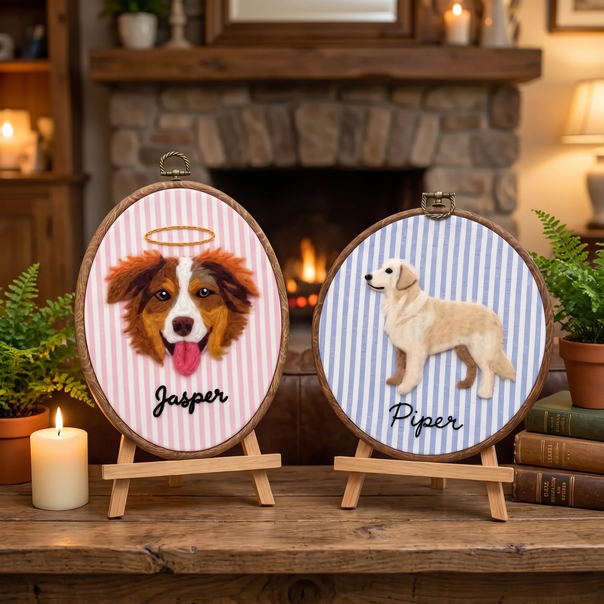 Mamaraya Personalized Felt Pet Portrait Hoop Art