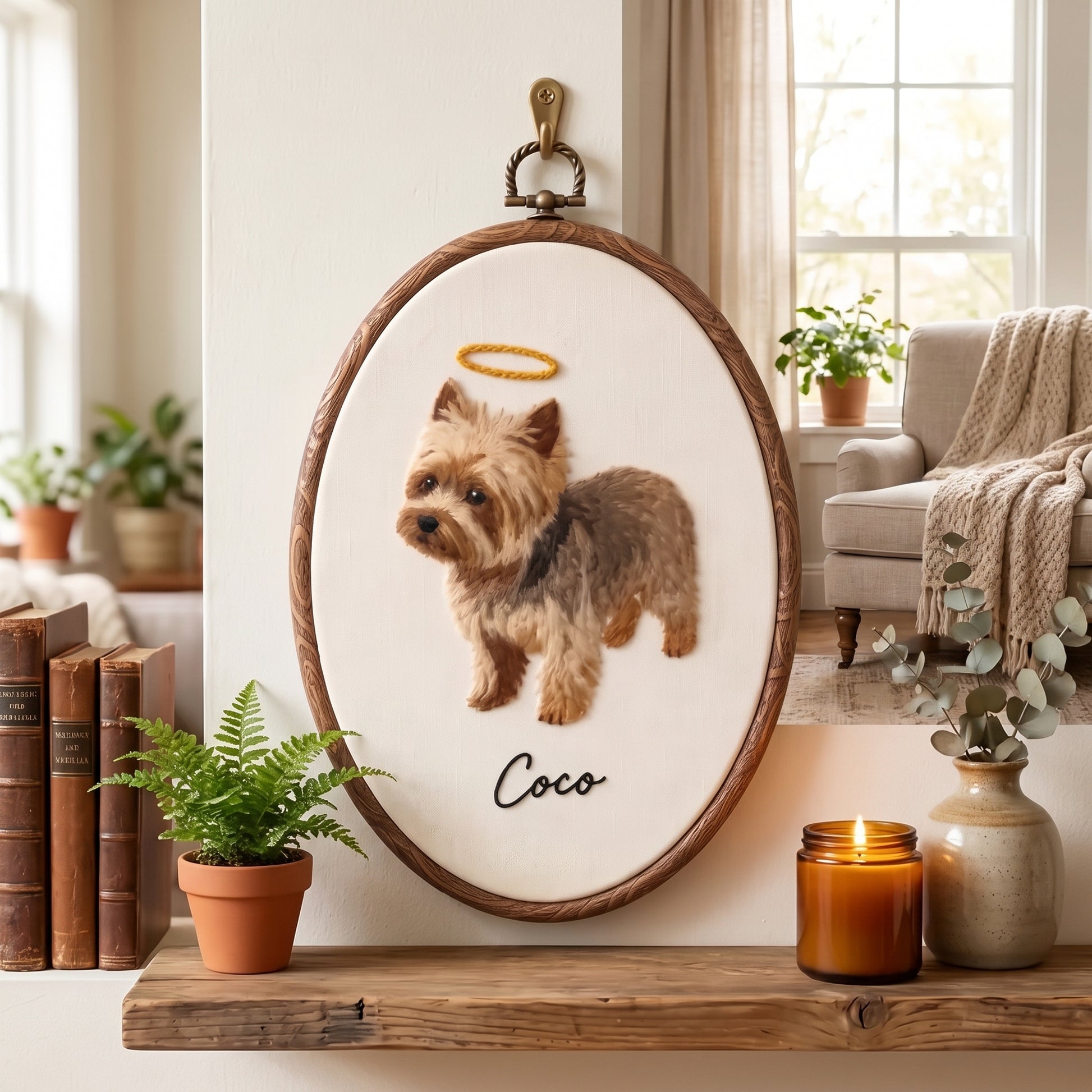 Mamaraya Personalized Felt Pet Portrait Hoop Art