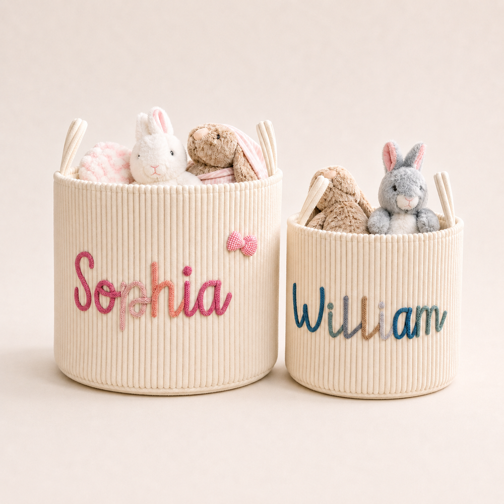 MamaRaya Personalized Corduroy Storage Basket