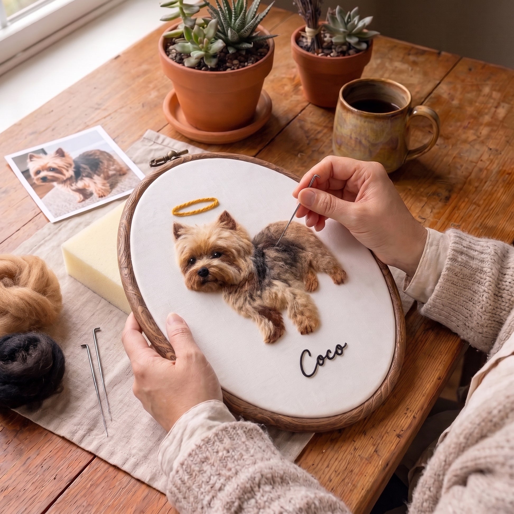 Mamaraya Personalized Felt Pet Portrait Hoop Art