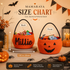 MamaRaya personalized Halloween trick or treat baskets in black and orange cotton rope, filled with candy and featuring custom yarn names