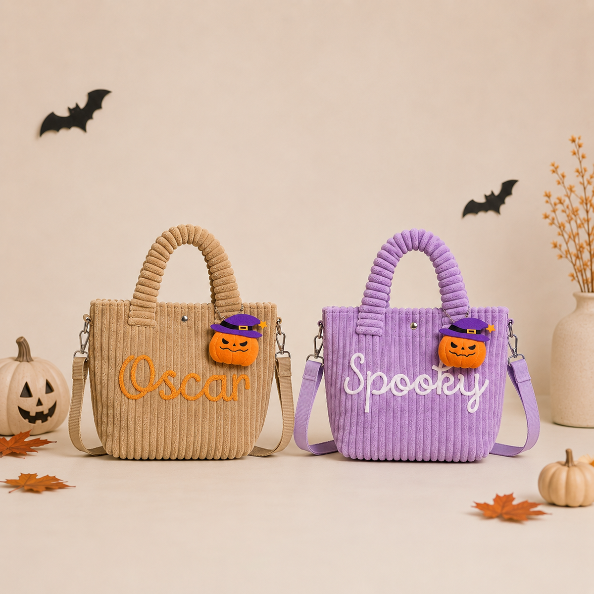 MamaRaya Personalized Corduroy Trick or Treat Bag