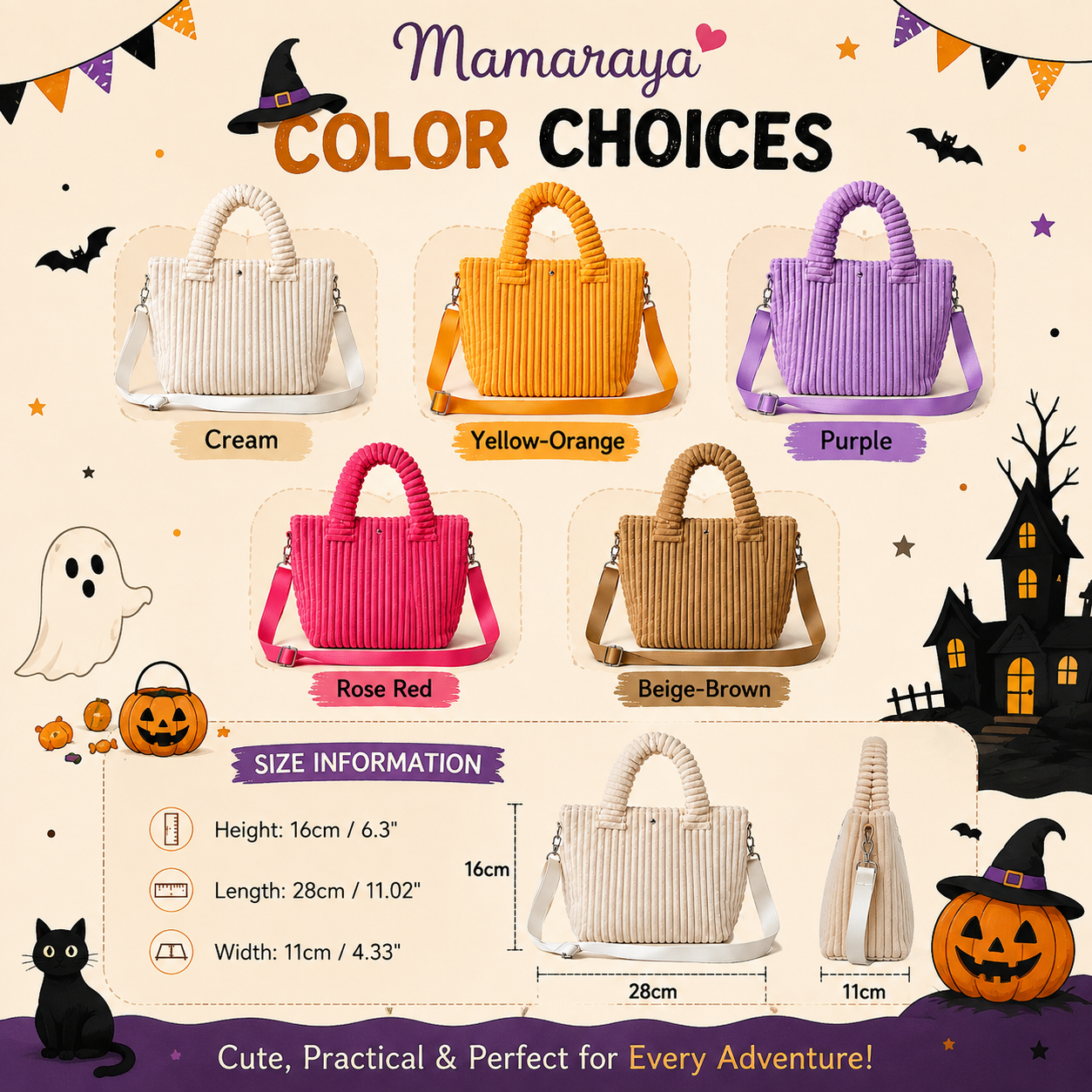 MamaRaya Personalized Corduroy Trick or Treat Bag