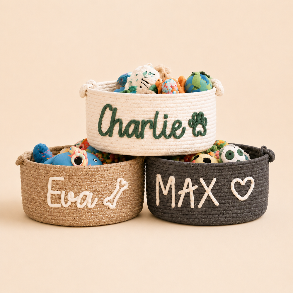 MamaRaya Personalized Dog Toy Basket