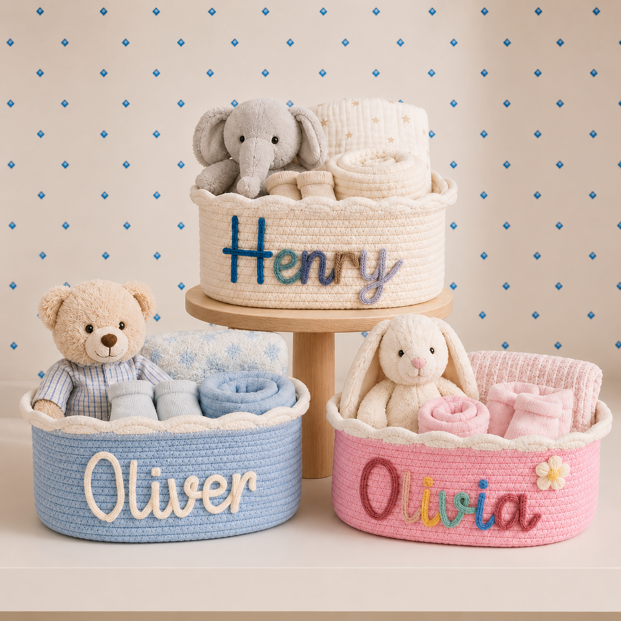 MamaRaya Personalized Cotton Rope Diaper Caddy
