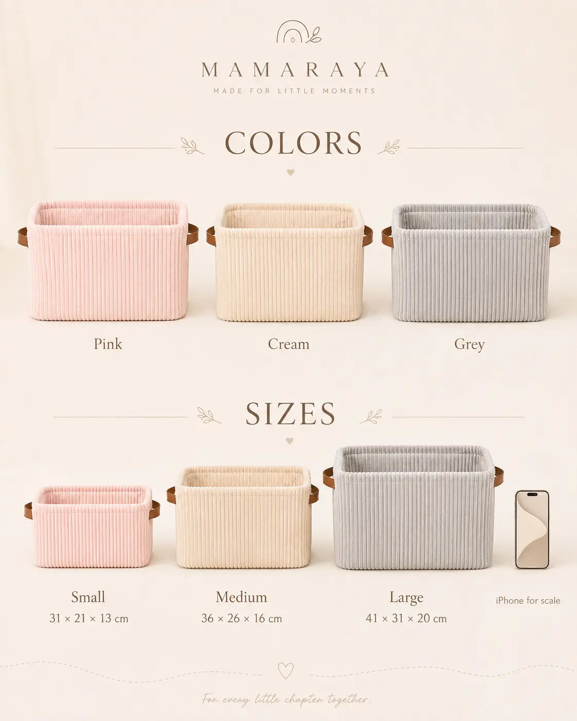 Mamaraya Personalized Corduroy Nursery Storage Basket