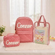 Mamaraya Personalized Corduroy 3-Piece School Bag Set