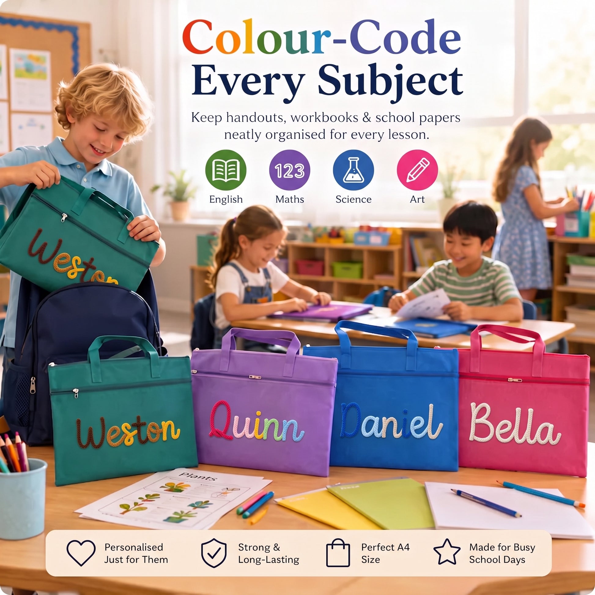 Mamaraya Personalized Kids A4 Homework Folder