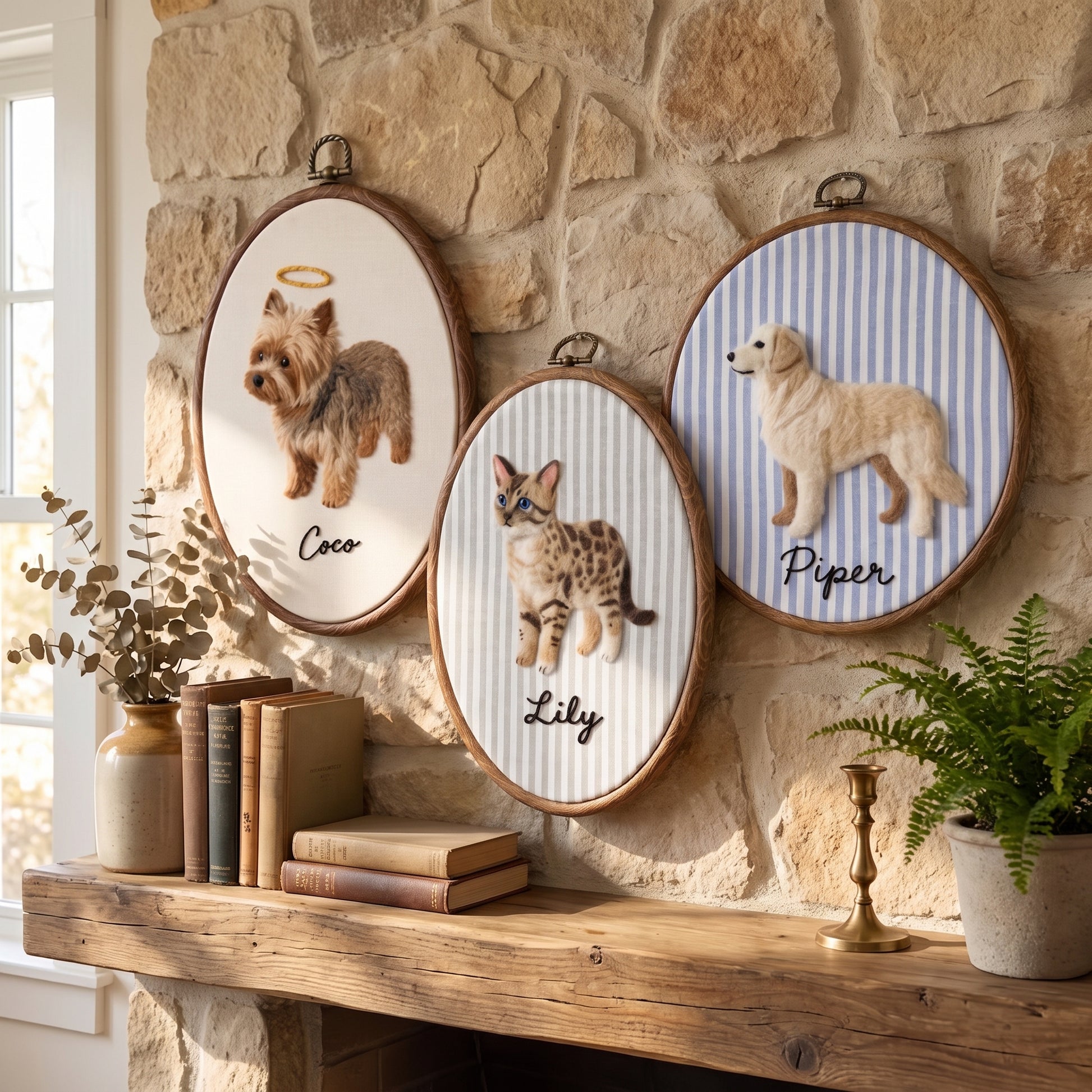 Mamaraya Personalized Felt Pet Portrait Hoop Art