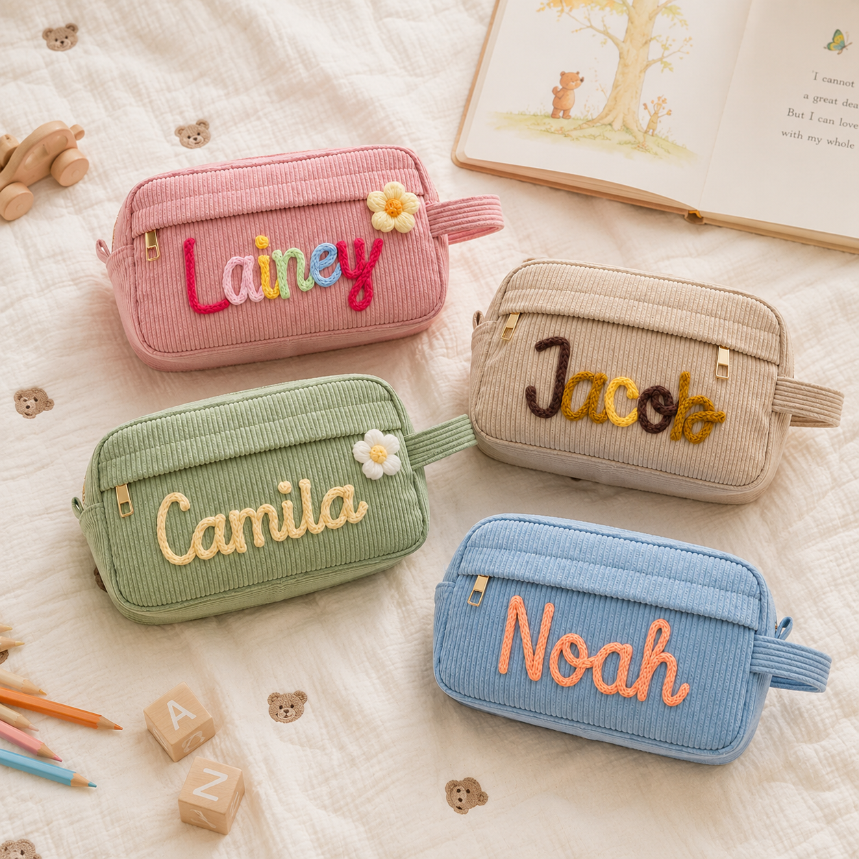 Kids pencil case size guide 9.05 by 5.12 inches