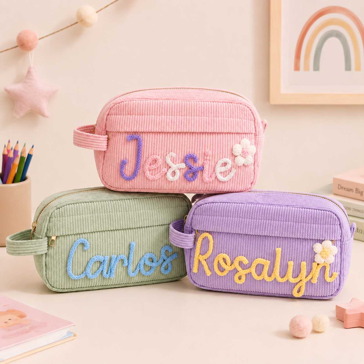 MamaRaya custom name pencil case for kids school essentials