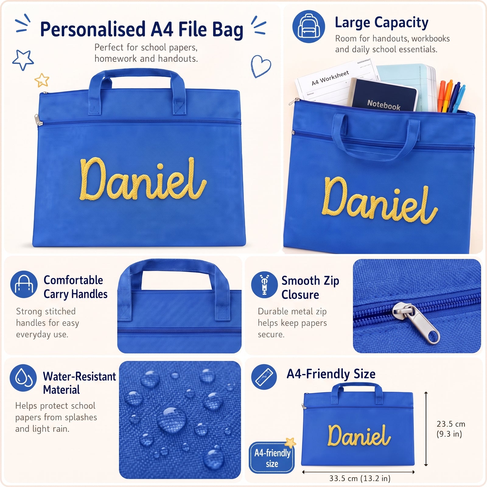 Mamaraya Personalized Kids A4 Homework Folder