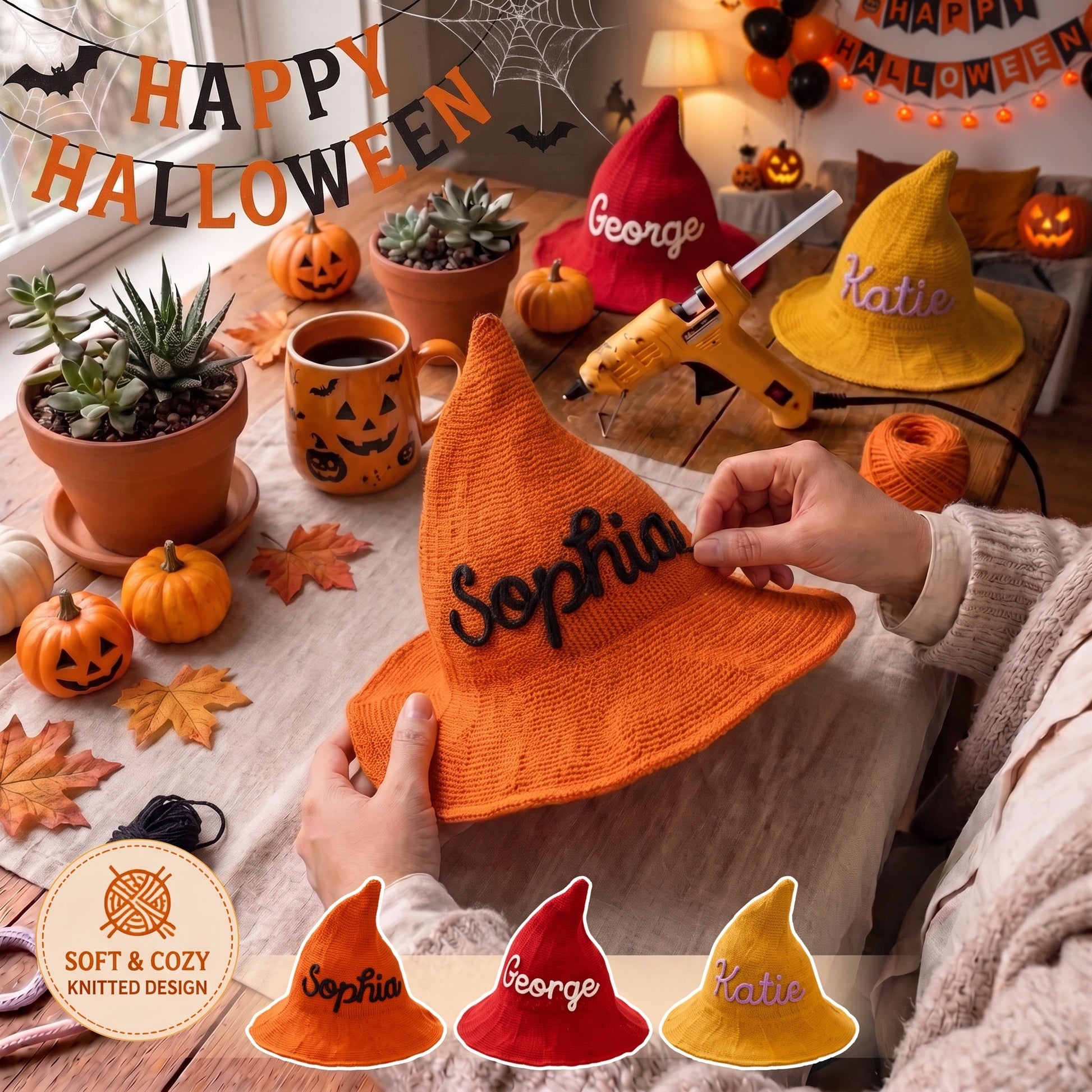Mamaraya Personalized Halloween Witch Hat for Kids