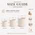 MamaRaya Personalized Corduroy Storage Basket Size Chart