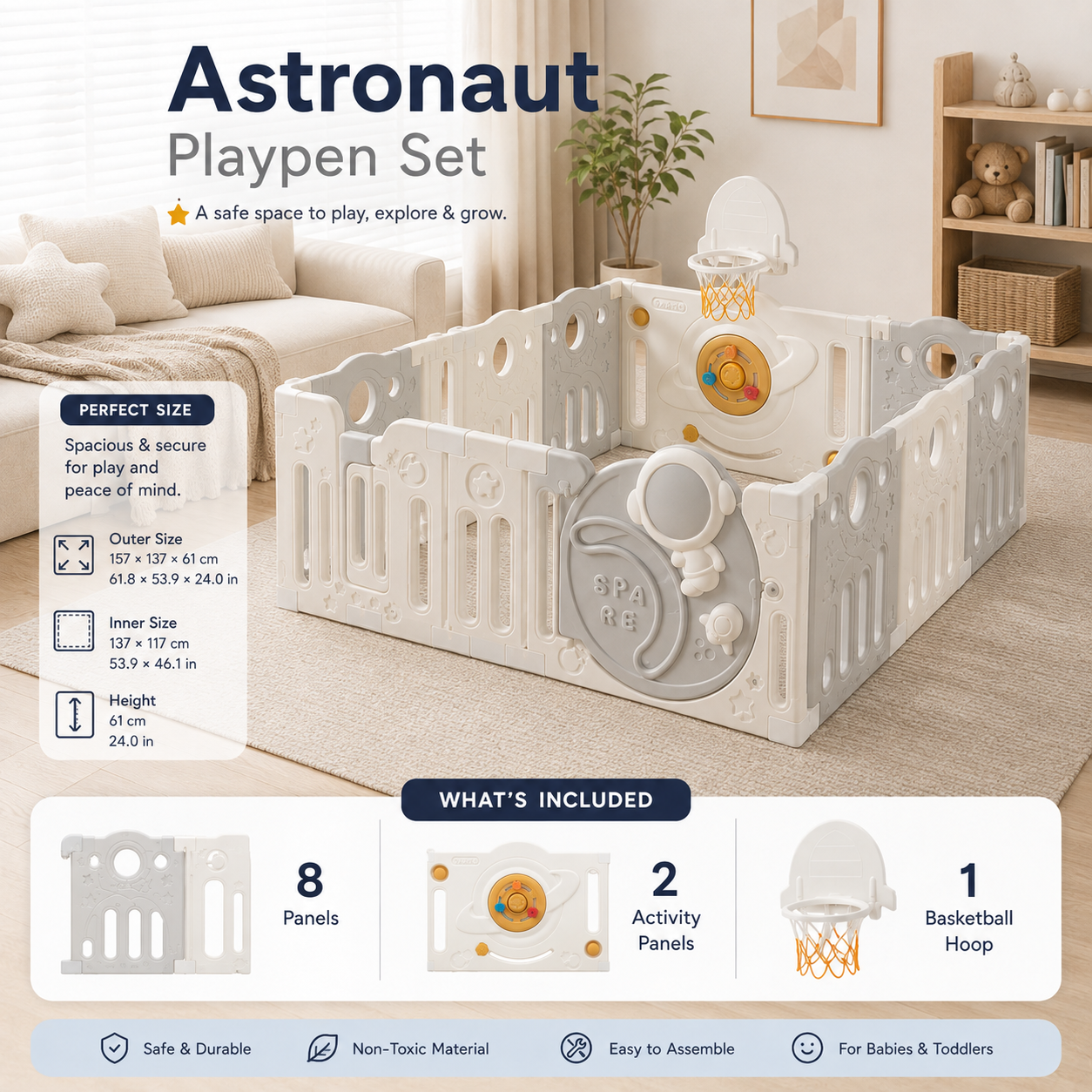 Mamaraya Astronaut Toddler Playard Activity Center
