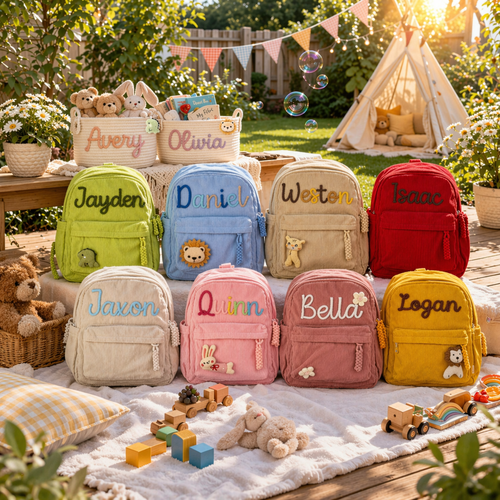 Custom name toddler backpacks with color options for back to school