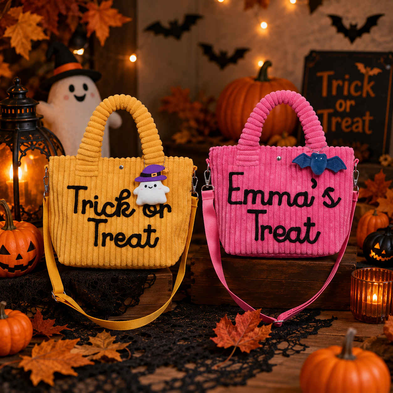 MamaRaya Personalized Corduroy Trick or Treat Bag